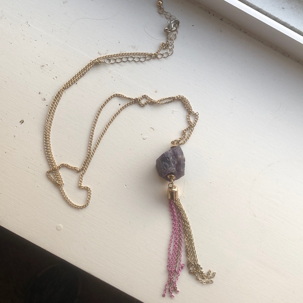 Purple gem stone necklace